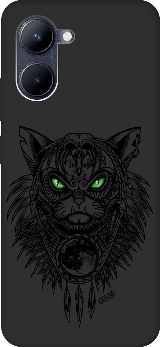 

Матовый Soft Touch Чехол на realme C33 с 3D принтом "Shaman Cat" черный, Черный;зеленый, 1575300