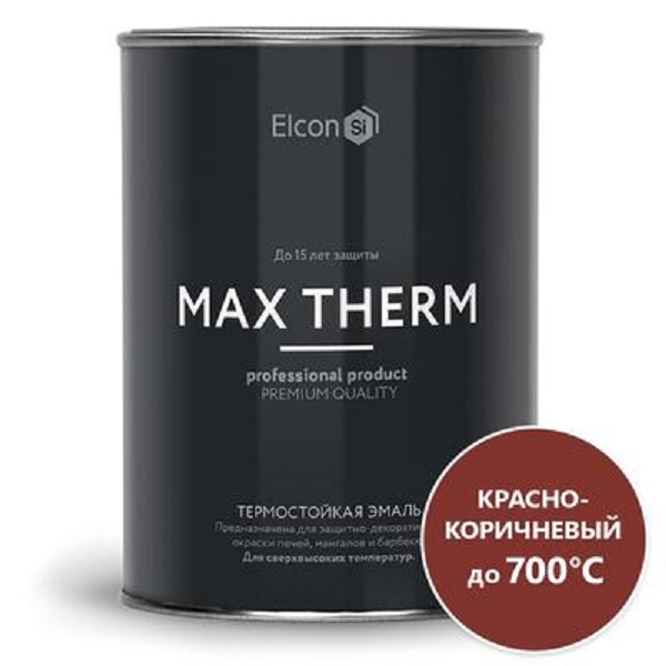 фото Краска elcon max therm термостойкая, до 700 градусов, красно-коричневая, 800 г