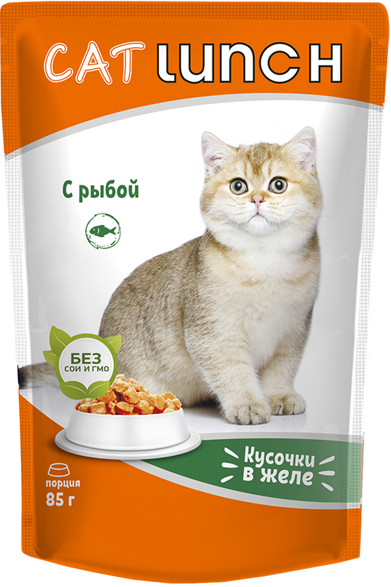 Влажный корм для кошек Cat Lunch с рыбой 12 шт по 85г 832₽