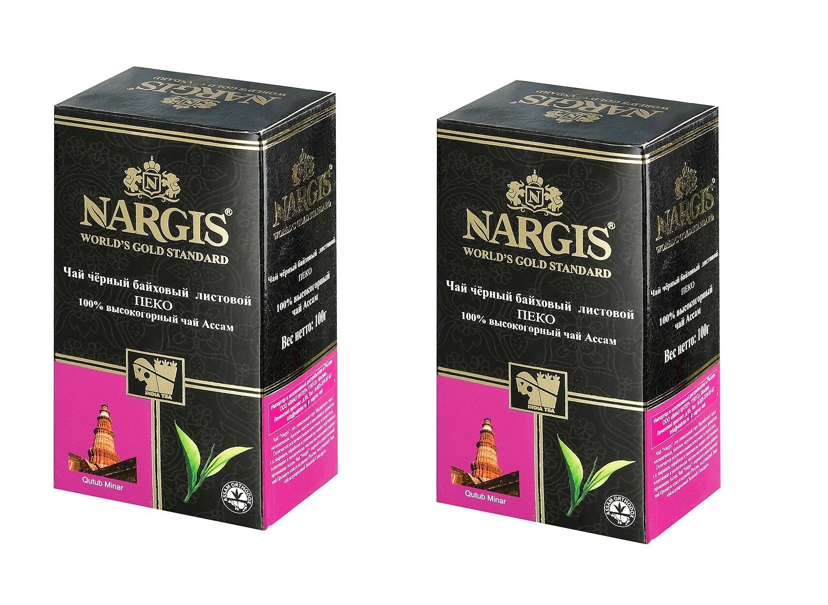 

Чай черный Nargis листовой Assam PEKOE, 100 г х 2 шт