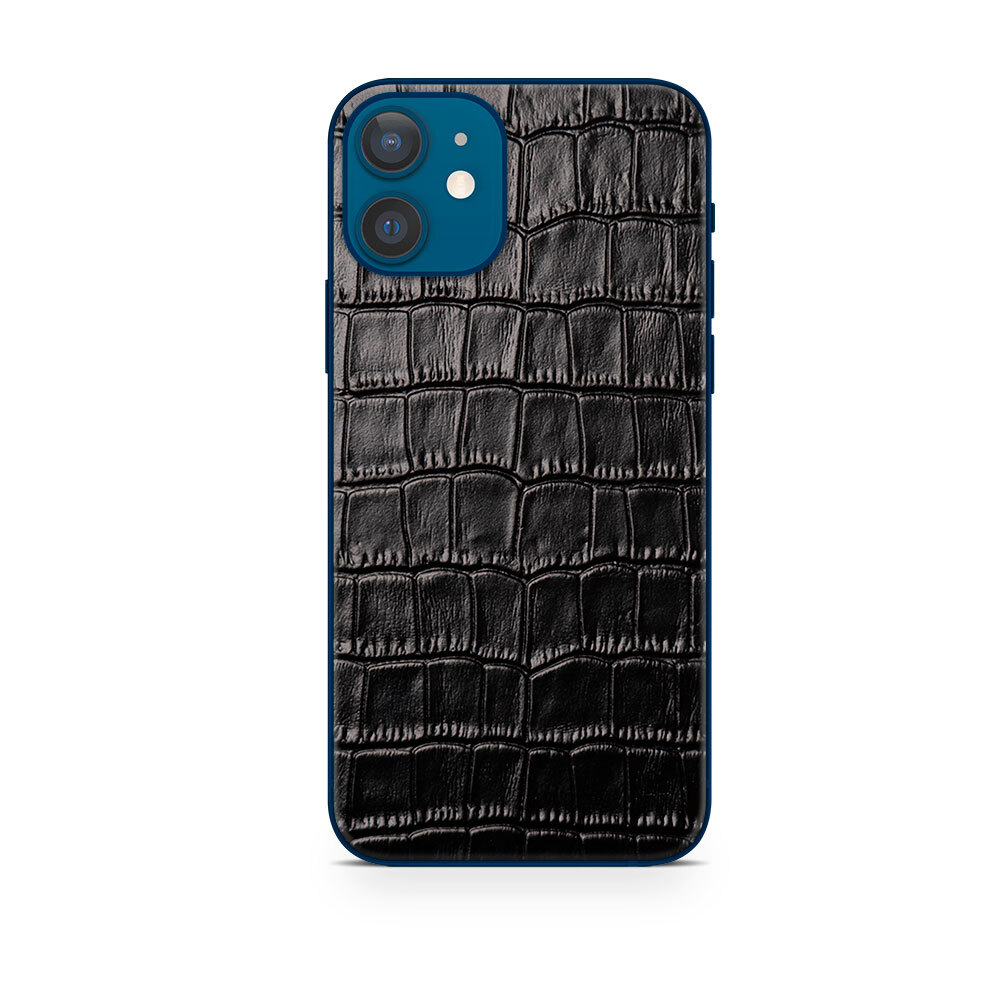 

Наклейка Glueskin из натуральной кожи Croco для Apple iPhone 12, Черный