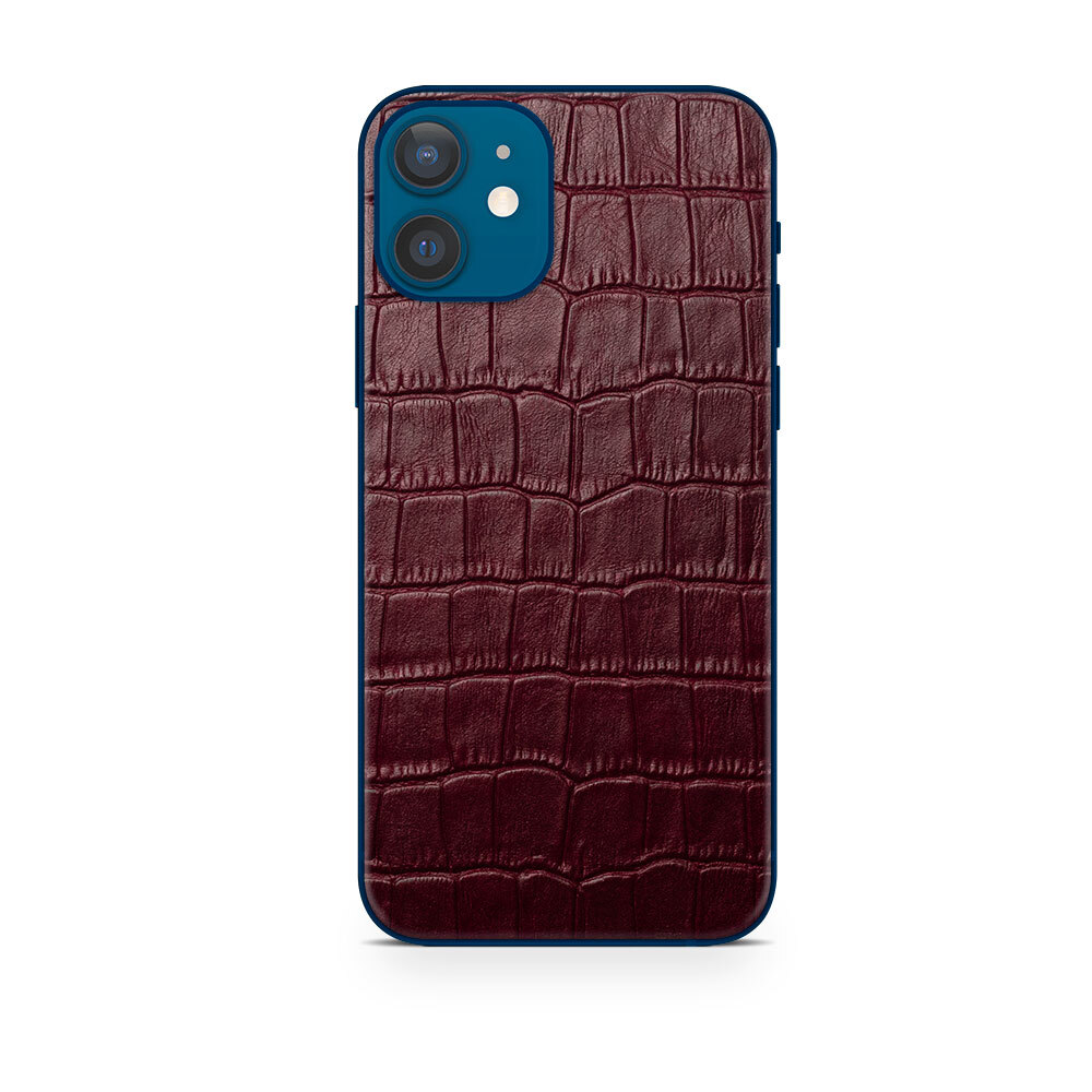 

Наклейка Glueskin из натуральной кожи Croco для Apple iPhone 12, Бордовый
