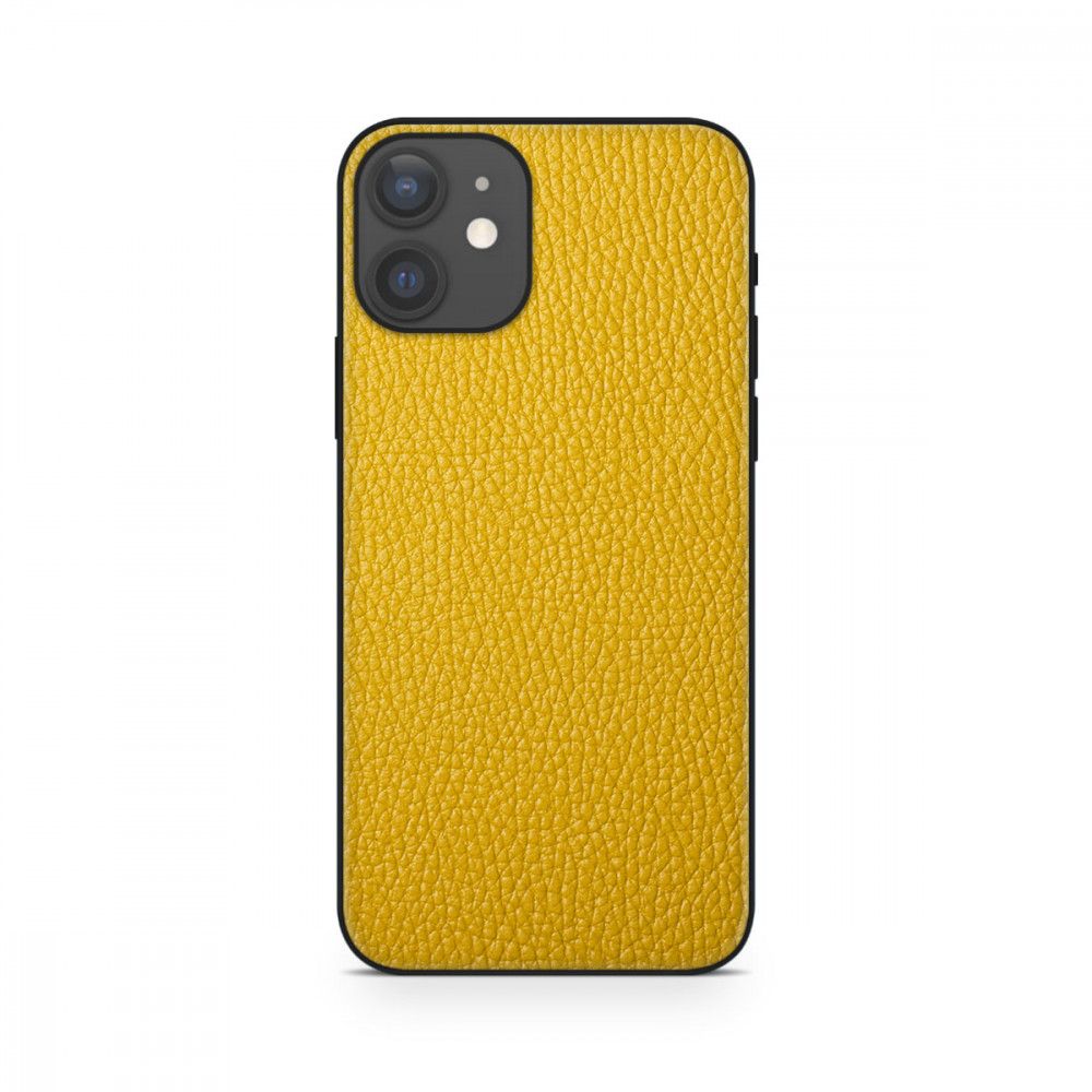 

Наклейка Glueskin из натуральной кожи Classic для Apple iPhone 12 mini, Желтый