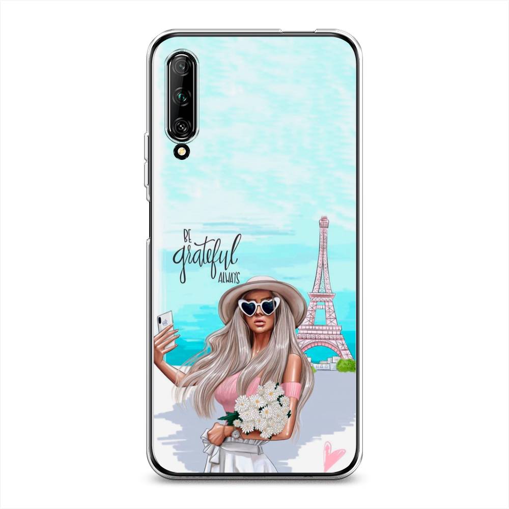 

Чехол на Huawei Y9s "Селфи Париж", Голубой;бежевый, 611150-6