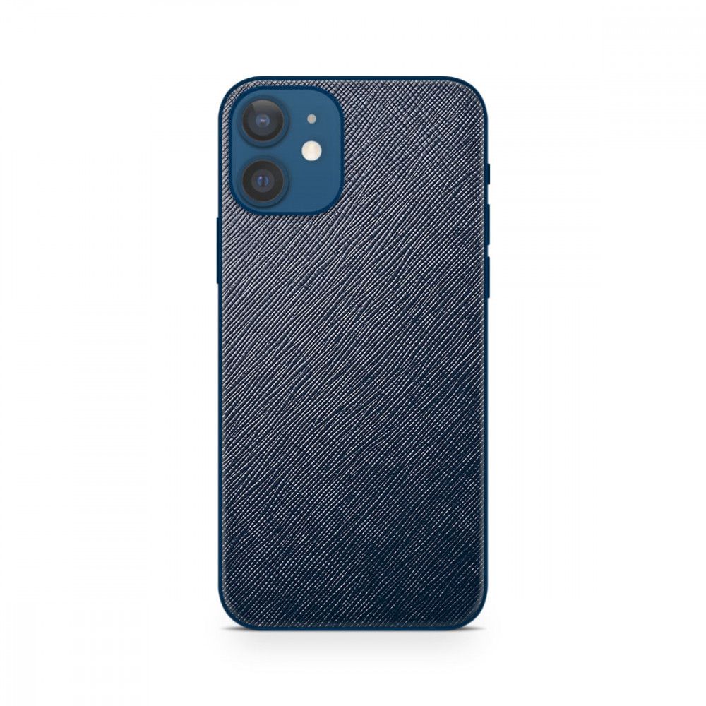 

Наклейка Glueskin из натуральной кожи Saffiano для Apple iPhone 12 mini, Синий