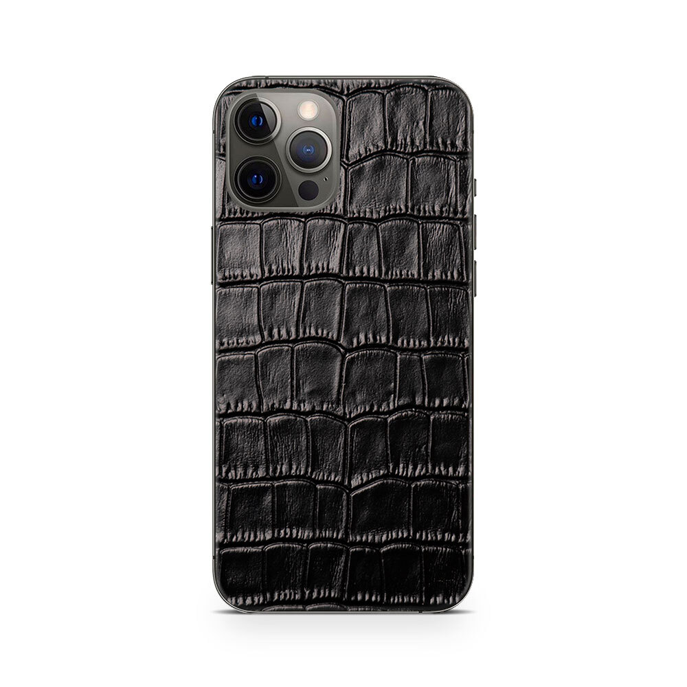

Наклейка Glueskin из натуральной кожи Croco для Apple iPhone 12 Pro, Черный