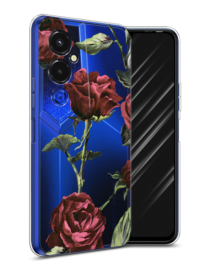 

Чехол Awog на Tecno Pova 4 pro / Техно Пова 4 Про "Бордовые розы фон", Красный