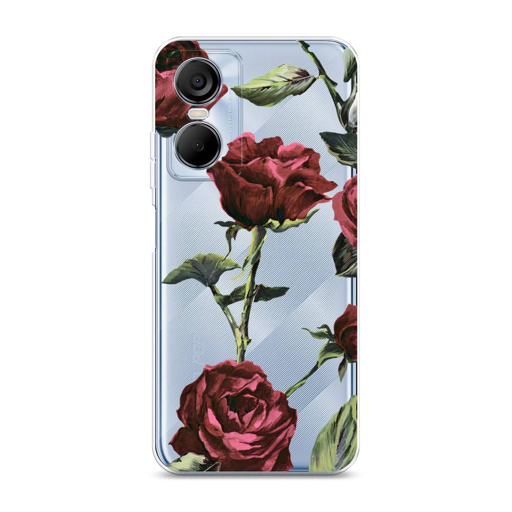 

Чехол Awog на Tecno Pop 6 pro / Техно Поп 6 Про "Бордовые розы фон", Красный