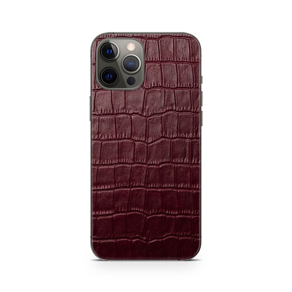 

Наклейка Glueskin из натуральной кожи Croco для Apple iPhone 12 Pro Max, Бордовый