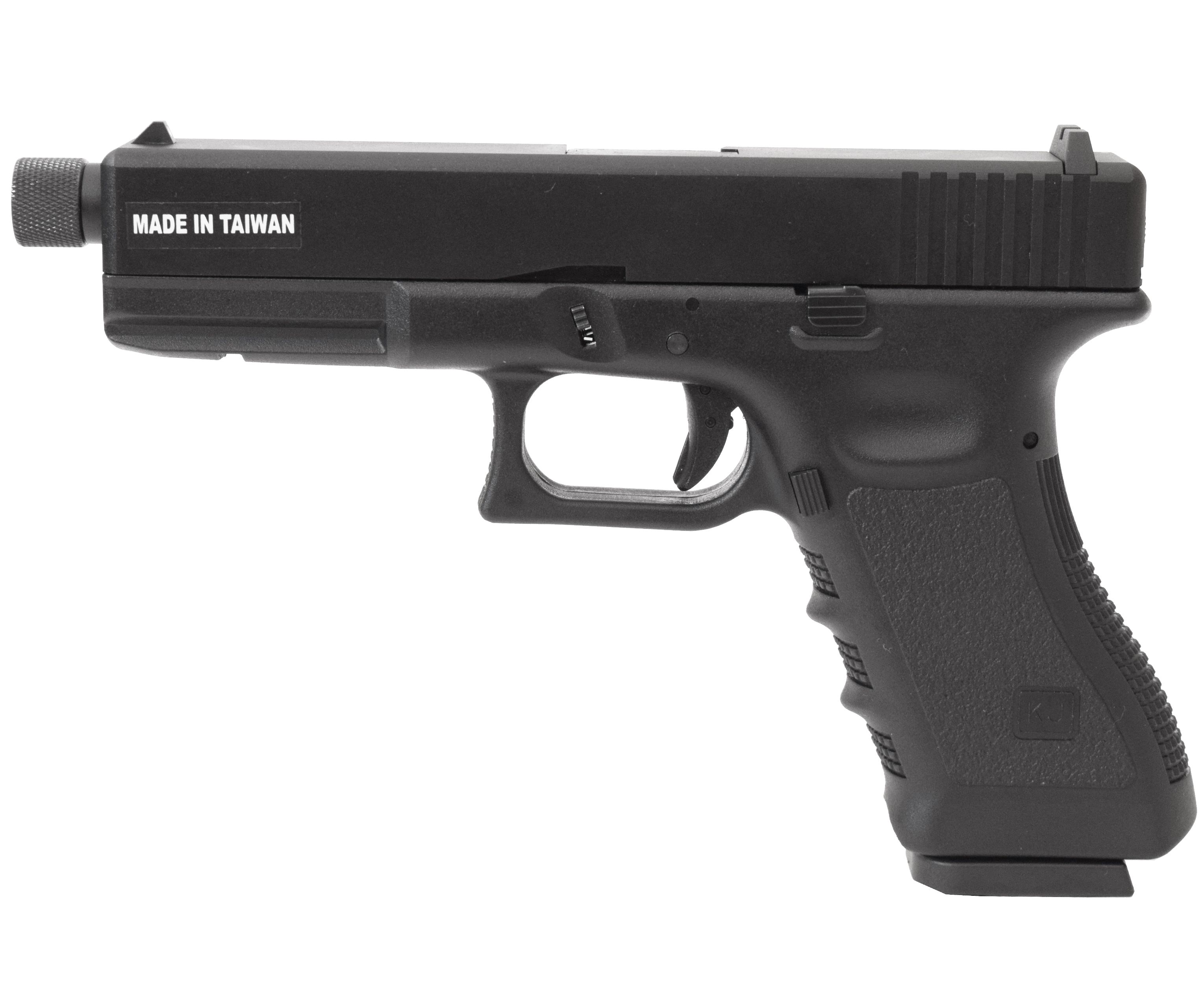 Страйкбольный пистолет KJW Glock G17 6 мм, CO2, GBB, с резьбой
