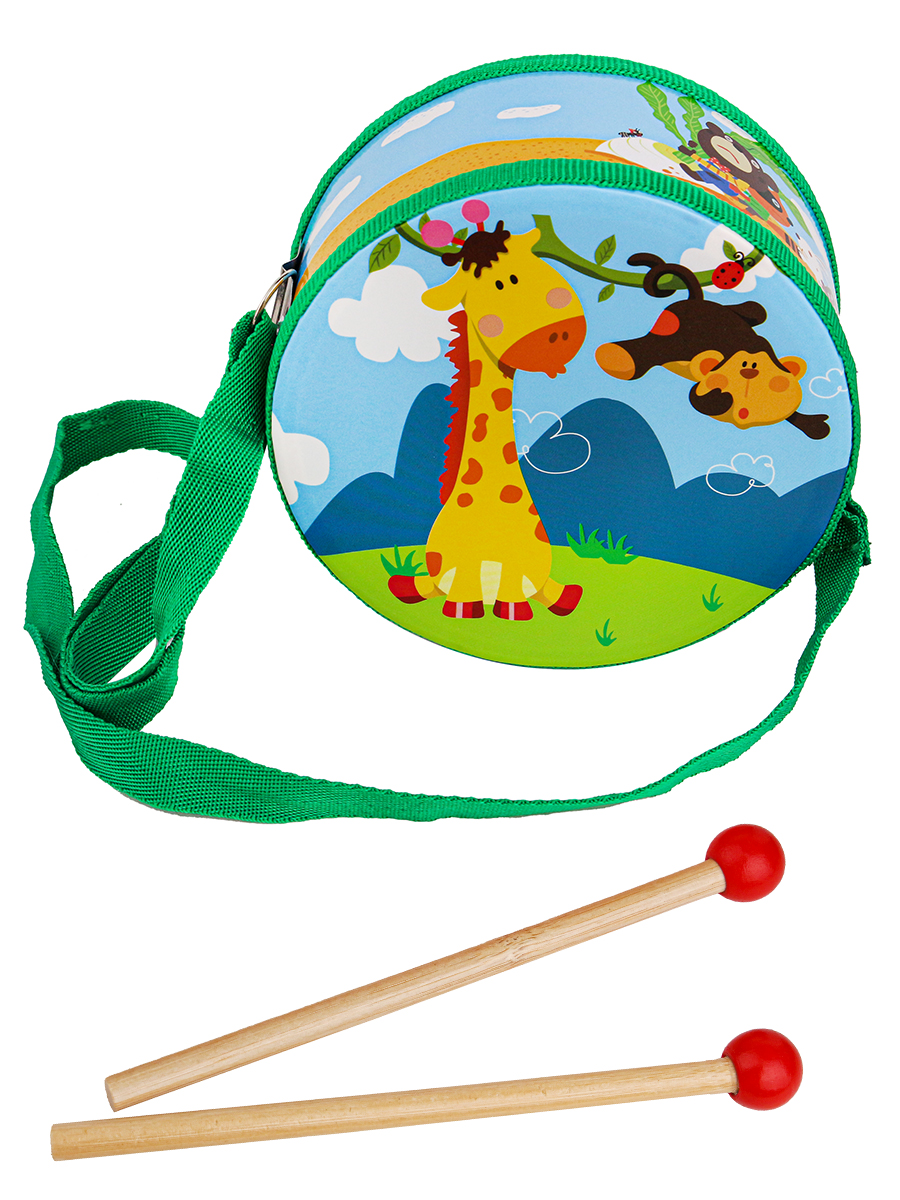 фото Деревянная игрушка барабан. жираф и обезьянка , 18 см рыжий кот