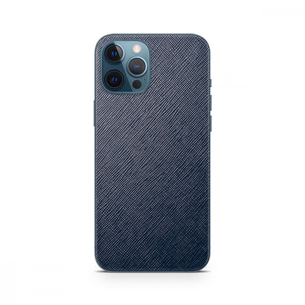

Наклейка Glueskin из натуральной кожи Saffiano для Apple iPhone 12 Pro Max, Синий