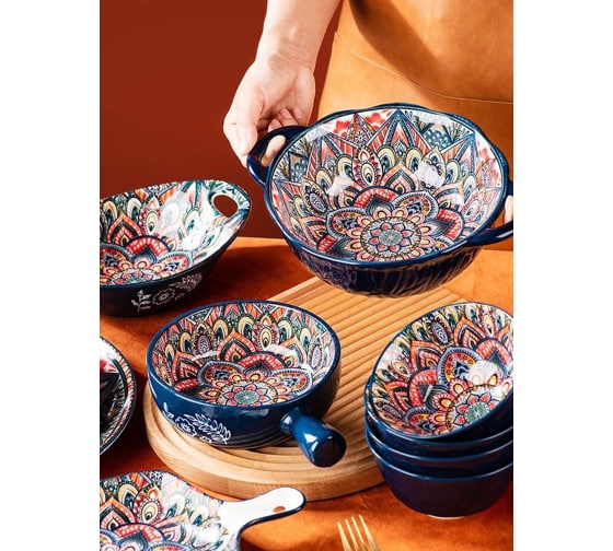 

Салатник с ручками Nouvelle Arabesque синий 25х20,5х6см 1200мл 0860083