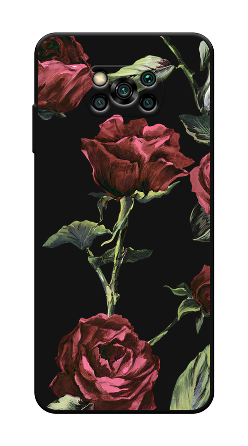 

Чехол Awog на Poco X3 Pro / Сяоми Поко X3 Про "Бордовые розы фон", Красный
