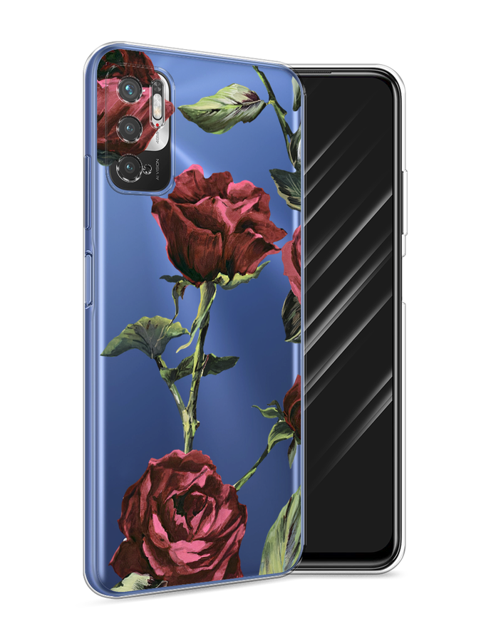 

Чехол Awog на Xiaomi Redmi Note 10T / Сяоми Редми Нот 10T "Бордовые розы фон", Красный
