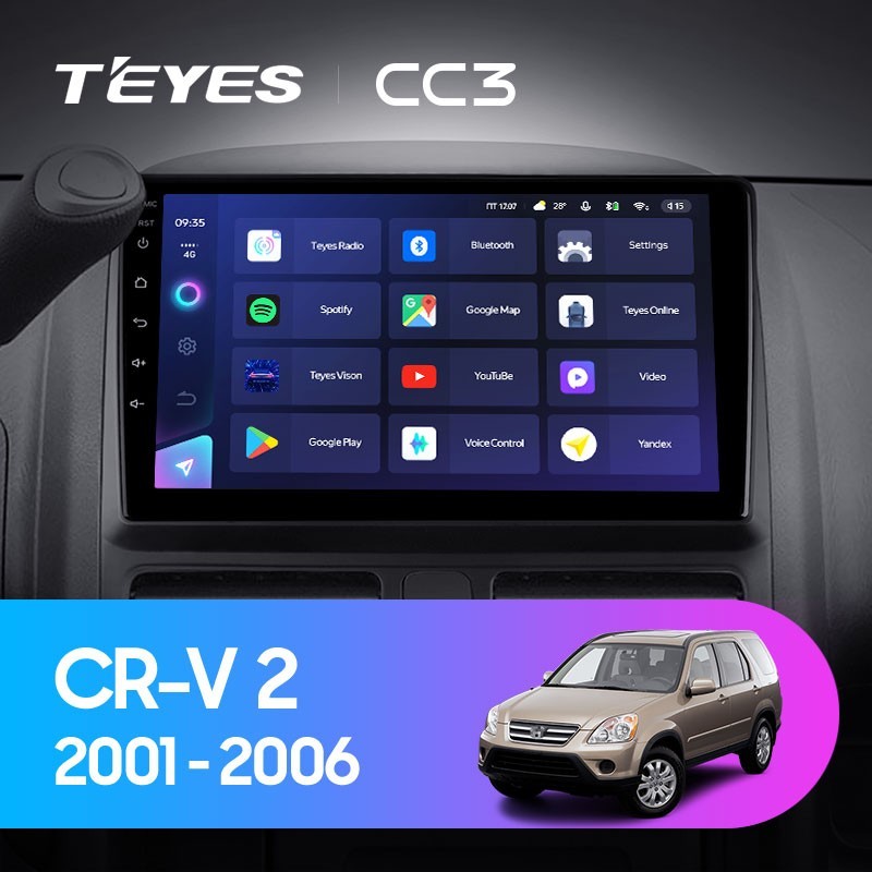 Штатная магнитола Teyes CC3 432 Honda CR-V 2 2001-2006 3600000₽