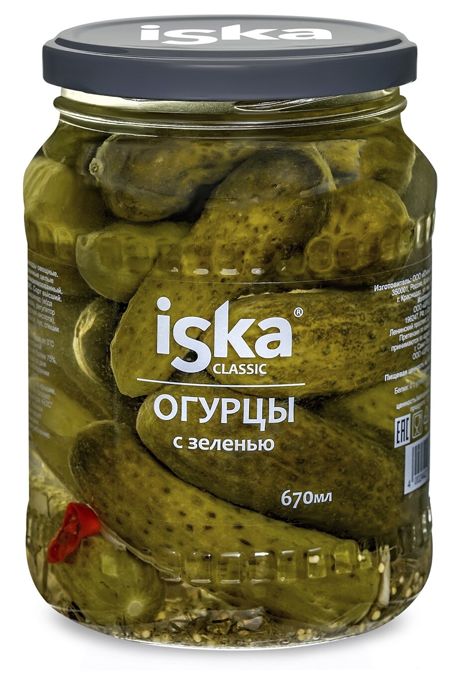 

Огурцы маринованные ISKA 670 мл, 21322