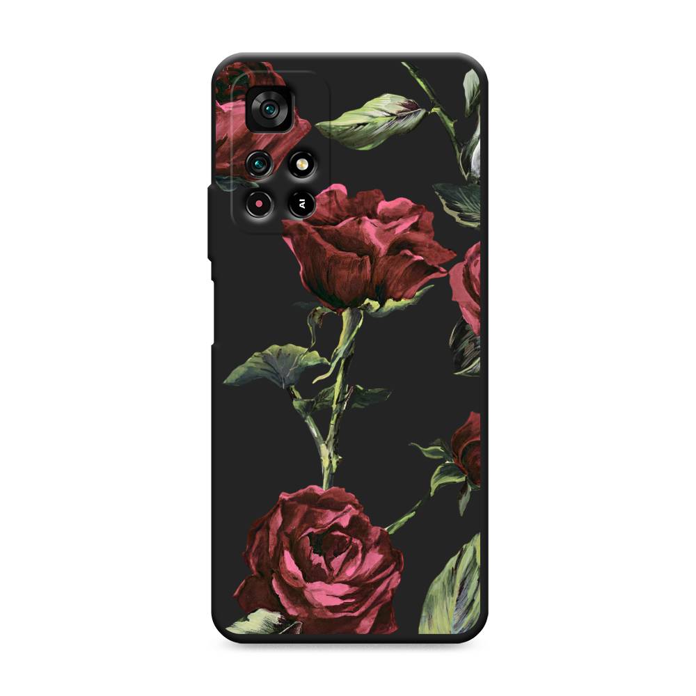

Чехол Awog на Xiaomi Redmi Note 11 5G / Сяоми Редми Нот 11 5G "Бордовые розы фон", Красный