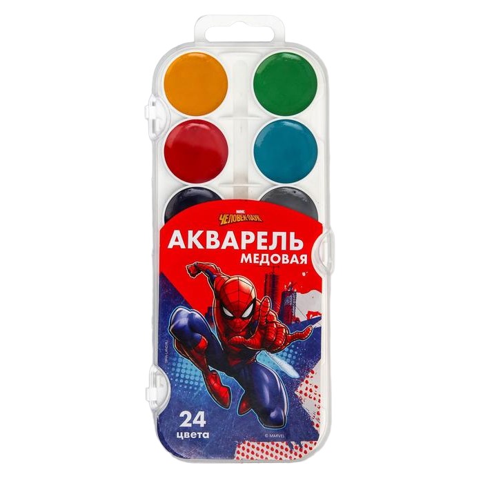 

Акварель медовая Человек-паук, 24 цвета, без кисти Р00000309