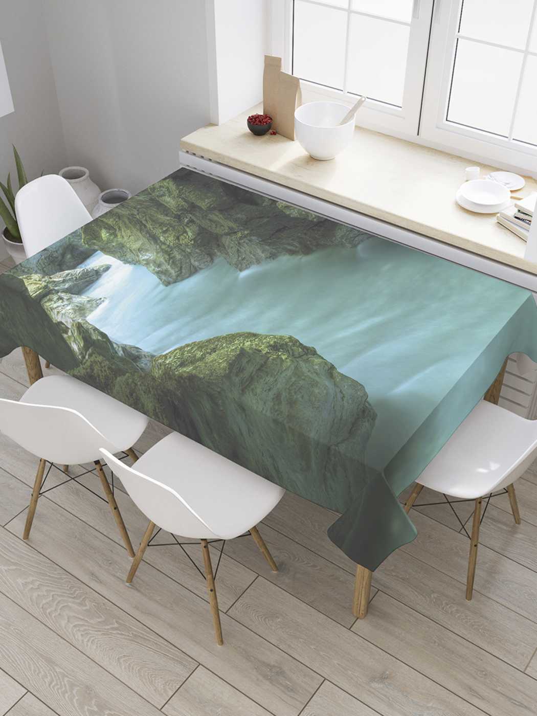 

Скатерть прямоугольная JoyArty "Пещерная река" из оксфорда, 120x145 см, Голубой, Пещерная река