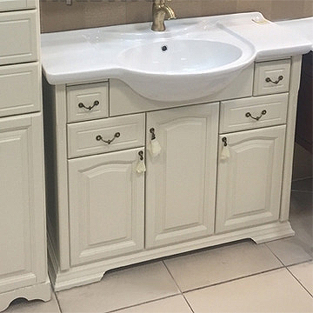 

Тумба с раковиной Opadiris Риспекто 100 слоновая кость бронза, Белый