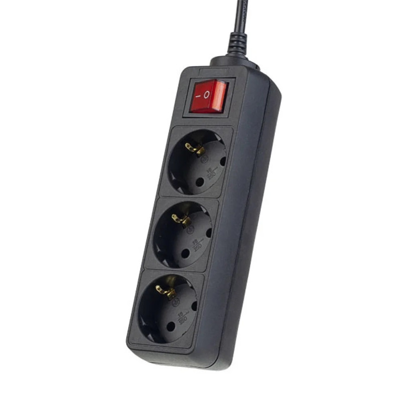 Удлинитель сетевой Perfeo Powermate с кнопкой, 1,8 м, 3 розетки, чёрный автовизитка perfeo
