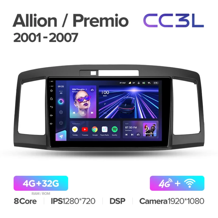 

Магнитола Teyes CC3L Toyota Allion, Premio 2001 - 2007 4+32Gb, CC3L