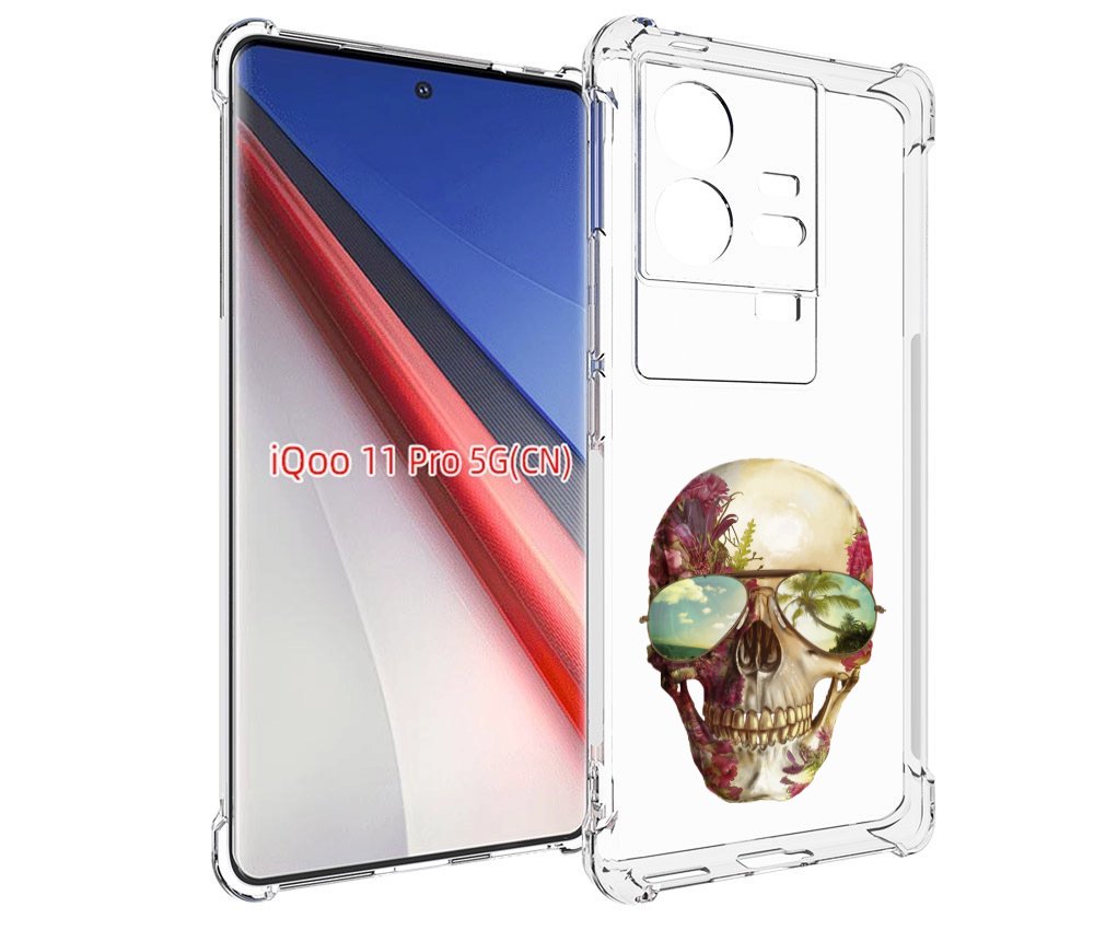 

Чехол бампер MyPads Череп с очками для Vivo iQOO 11 Pro противоу..., Прозрачный, Tocco
