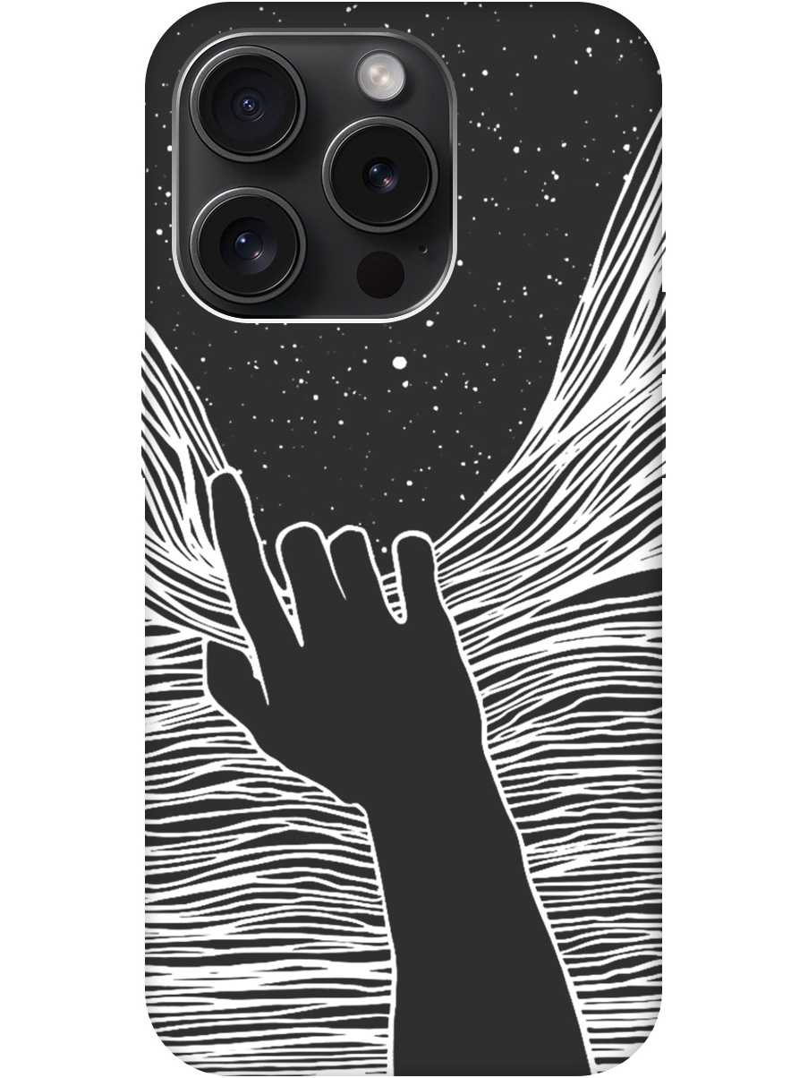 

Силиконовый чехол на Apple iPhone 15 Pro с рисунком "Рука и нити" Soft Touch черный, 20000010