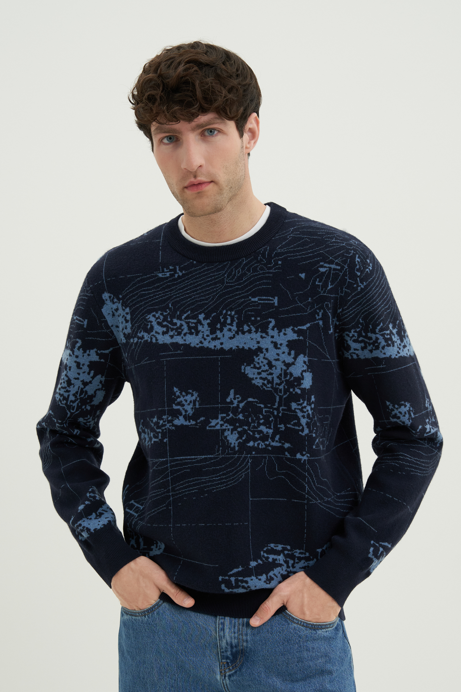 

Джемпер мужской Finn Flare FWD21124 синий 2XL, FWD21124