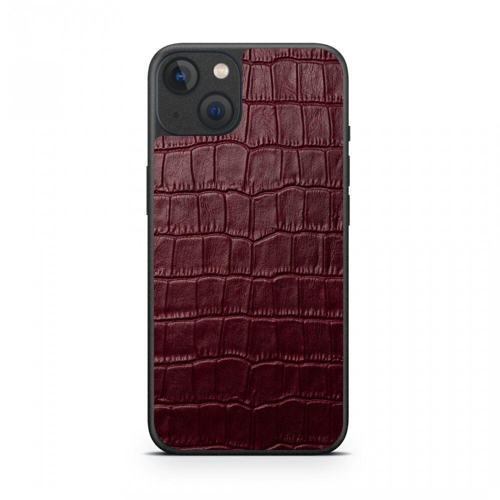 

Наклейка Glueskin из натуральной кожи Croco для Apple iPhone 13 Mini, Бордовый