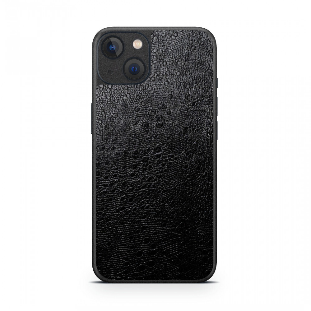 

Наклейка Glueskin из натуральной кожи Ostrich для Apple iPhone 13 Mini, Черный