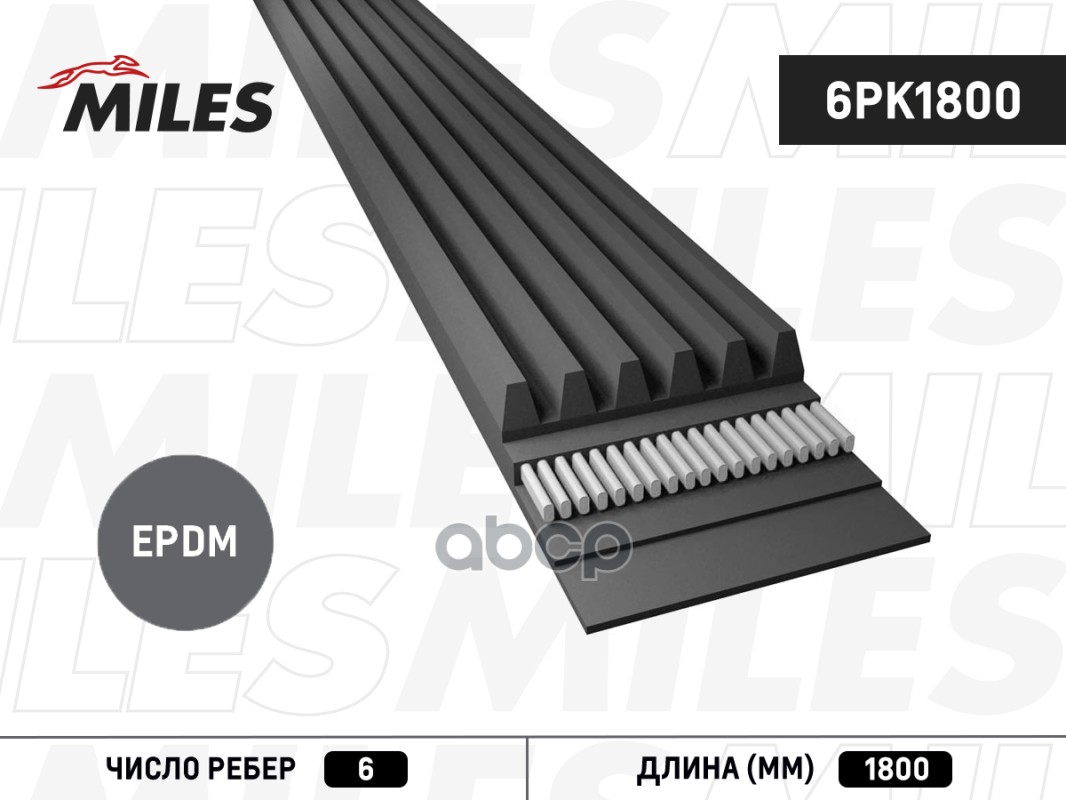 

Ремень Ручейковый Miles 6pk1800 Miles 6PK1800