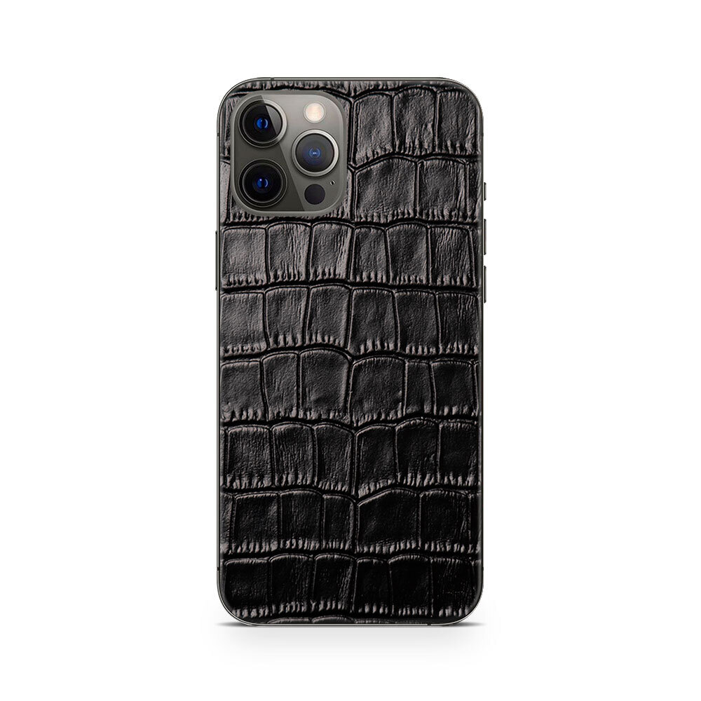 

Наклейка Glueskin из натуральной кожи Croco для Apple iPhone 13 Pro, Черный