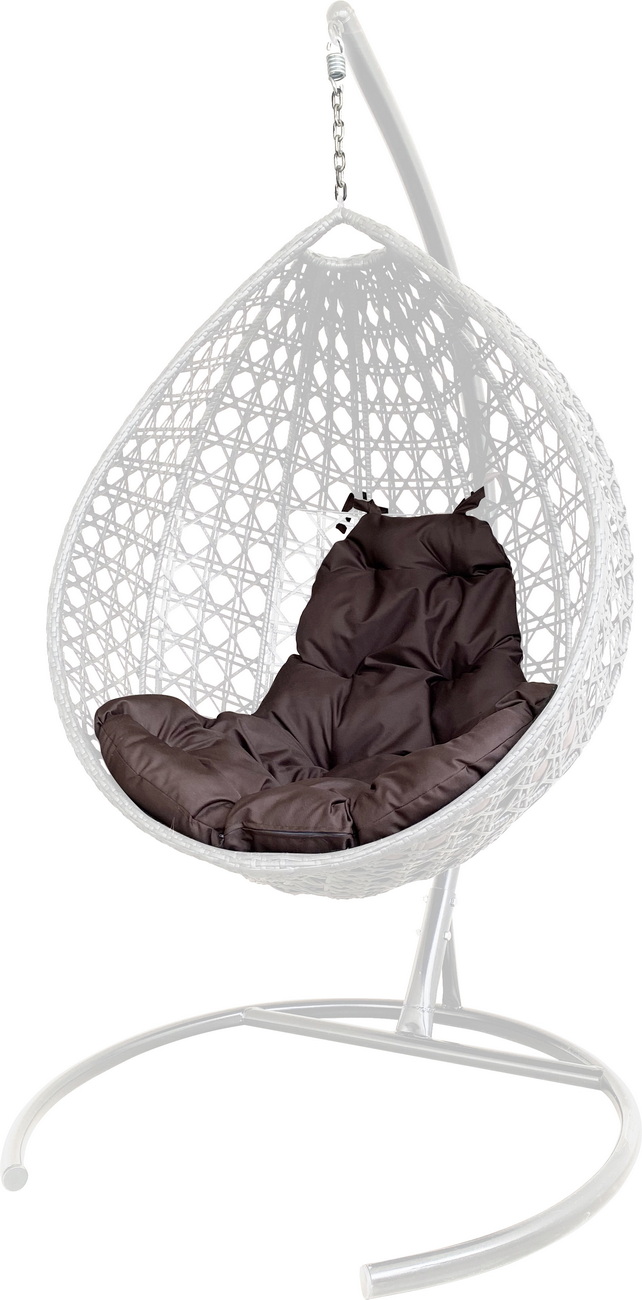 фото Подвесное кресло m-group "капля люкс" с ротангом белое, коричневая подушка