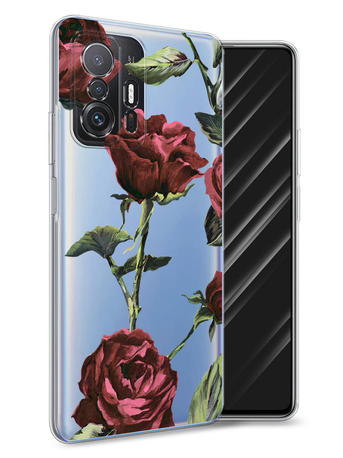 

Чехол Awog на Xiaomi Mi 11T Pro / Сяоми Ми 11T Про "Бордовые розы фон", Красный