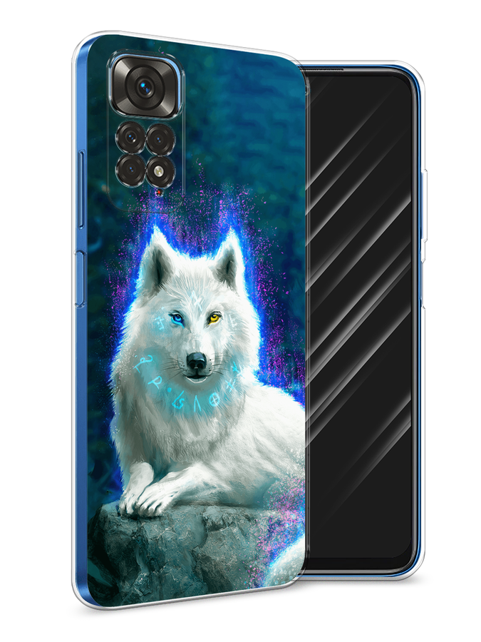 

Чехол Awog на Xiaomi Redmi Note 11S / Сяоми Редми Нот 11S "Белоснежный волк", Белый;зеленый;фиолетовый