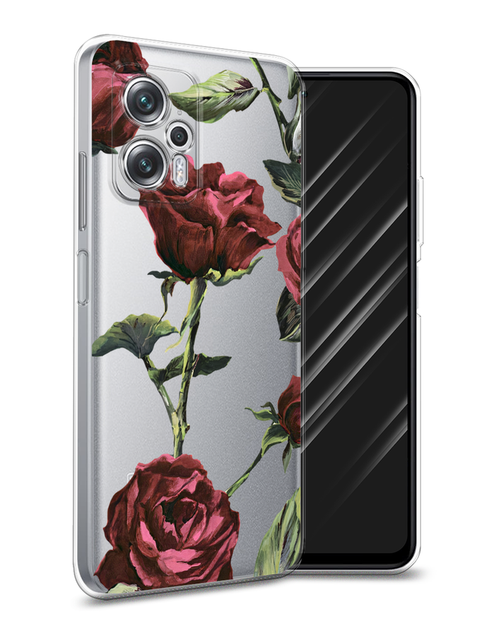 

Чехол Awog на Xiaomi Redmi Note 11T Pro Plus "Бордовые розы фон", Красный