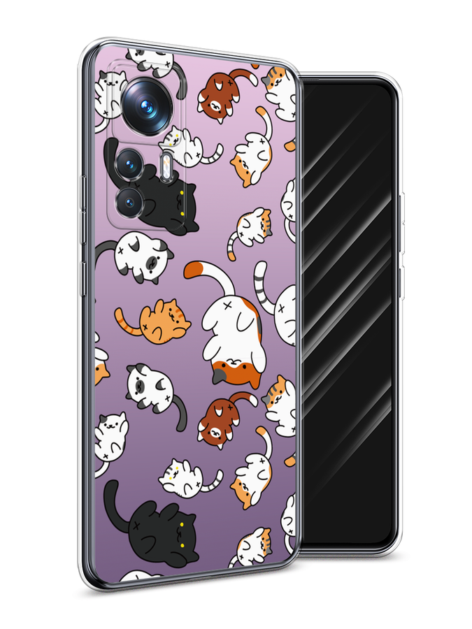 

Чехол Awog на Xiaomi 12T Pro / Сяоми 12T Про "Котопад", Фиолетовый;белый