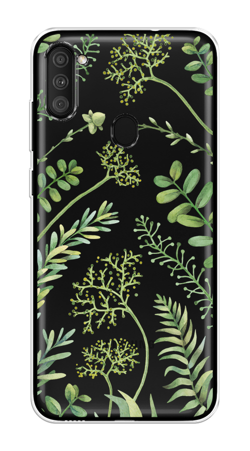 

Чехол на Samsung Galaxy A11/M11 "Green Leaves", Зеленый;прозрачный, 2100150-1