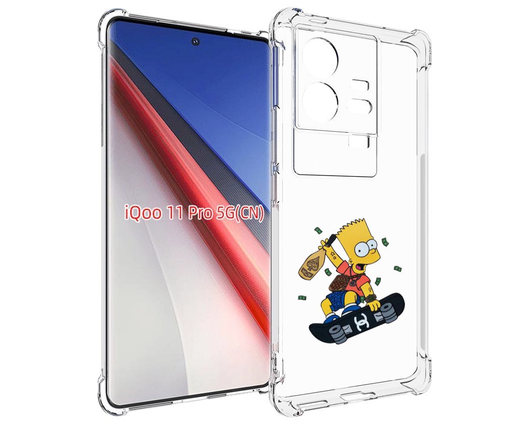

Чехол бампер MyPads барт-скейтер детский для Vivo iQOO 11 Pro пр..., Прозрачный, Tocco