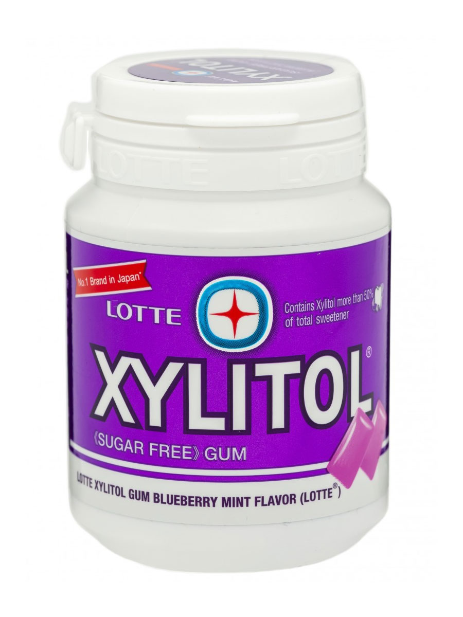 Жевательная резинка Lotte Xylitol Голубика и Мята, 58 г