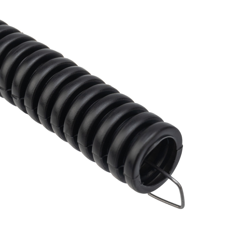 Труба гофрированная из ПНД, с зондом, черная, d20 мм (бухта 25 м/уп.) REXANT труба гофрированная из пнд с зондом черная d16 мм бухта 25 м уп rexant