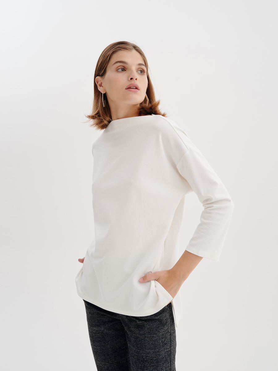 фото Лонгслив женский 1001dress bf00028 белый 40 ru