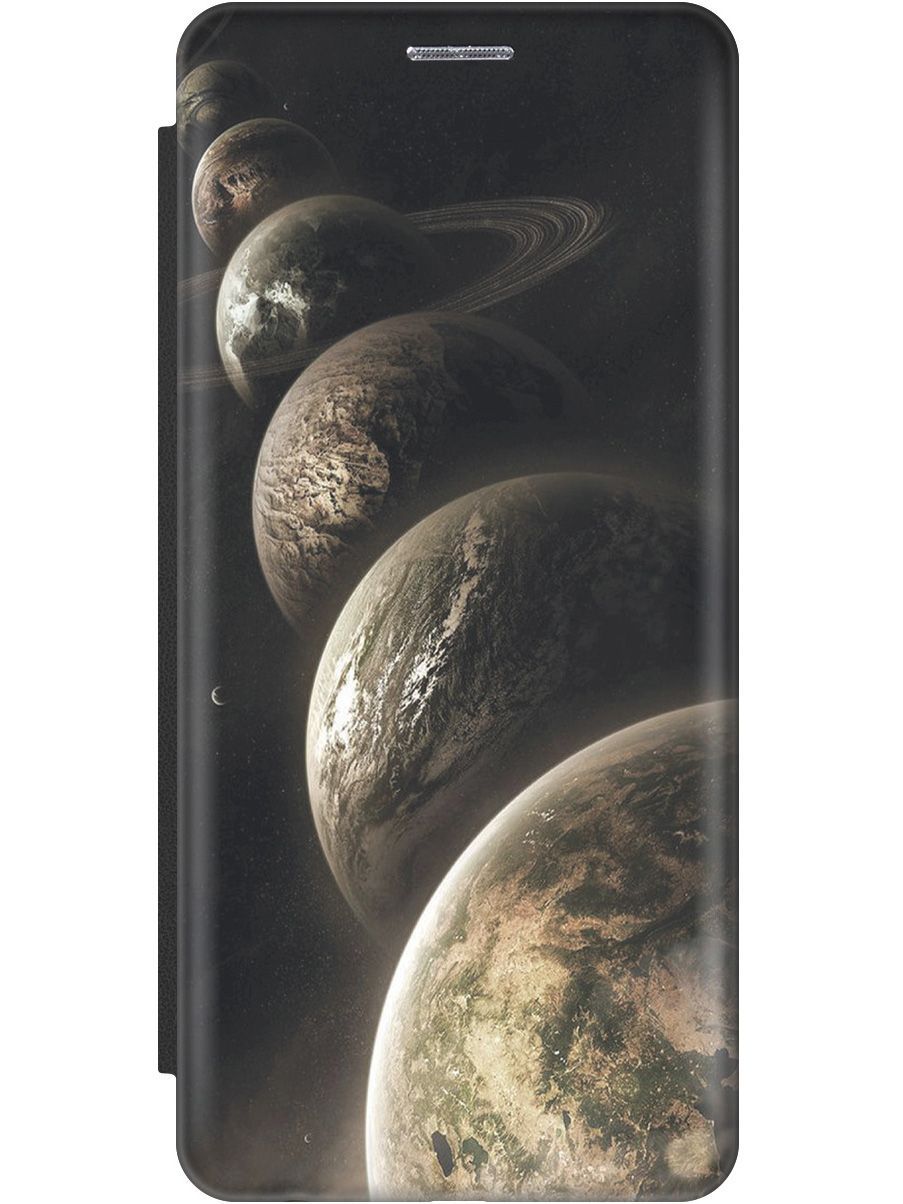 

Чехол-книжка на realme C33 c принтом "Парад планет" черный, Бежевый;серый, 1576300