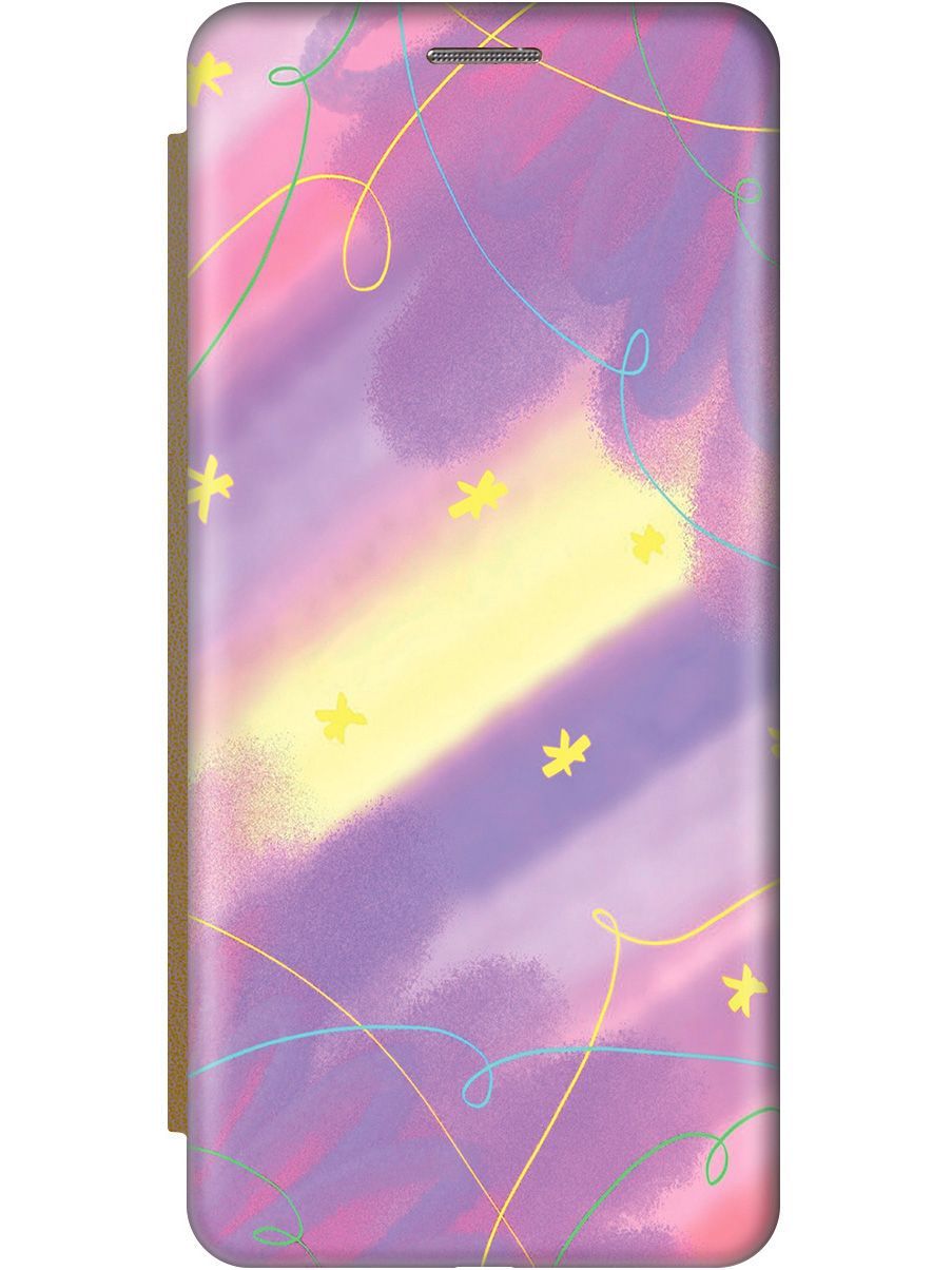 

Чехол-книжка на realme C33 c принтом "Сиреневые сны" золотистый, Желтый;фиолетовый, 1576200