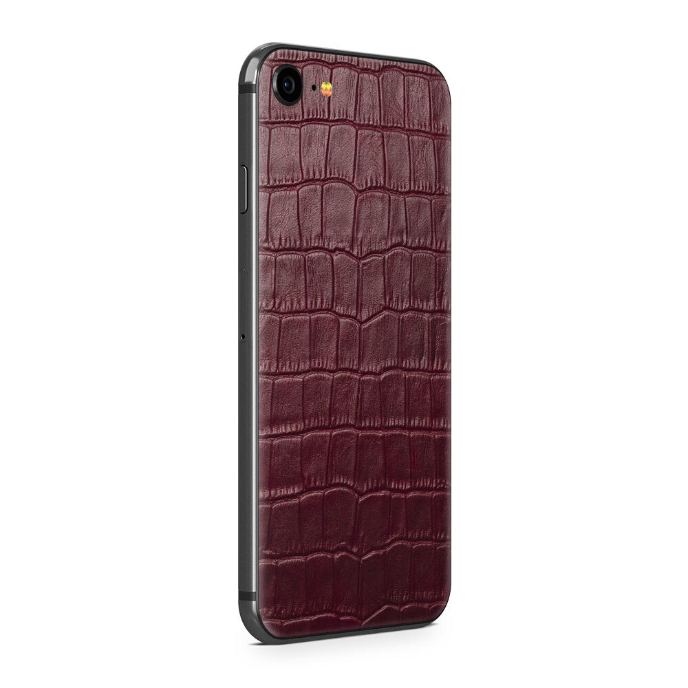 

Наклейка Glueskin из натуральной кожи Croco для Apple iPhone 8, Бордовый