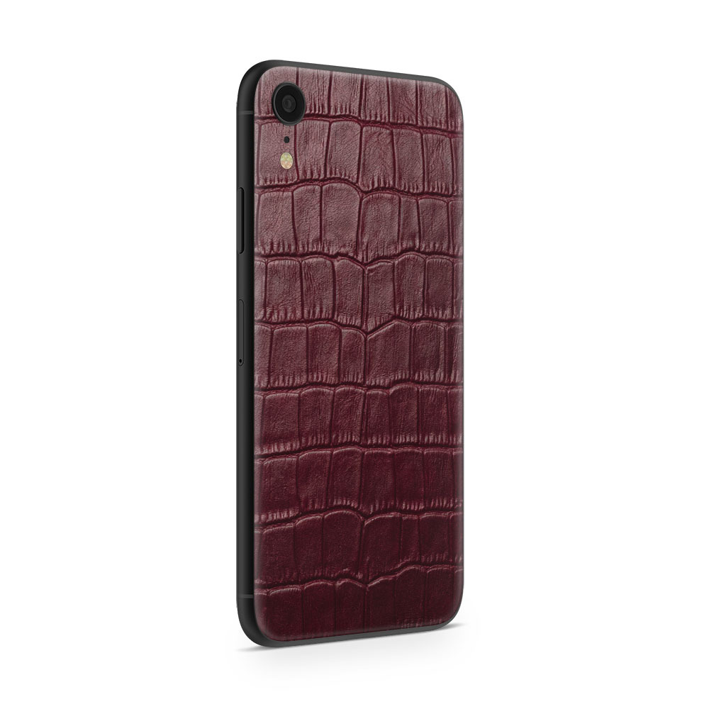 

Наклейка Glueskin из натуральной кожи Croco для Apple iPhone XR, Бордовый