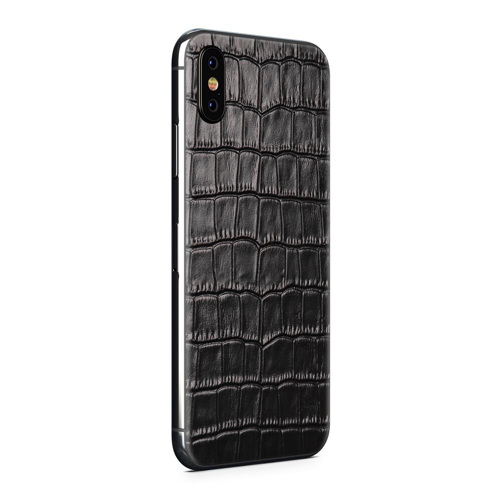 

Наклейка Glueskin из натуральной кожи Croco для Apple iPhone Xs, Черный