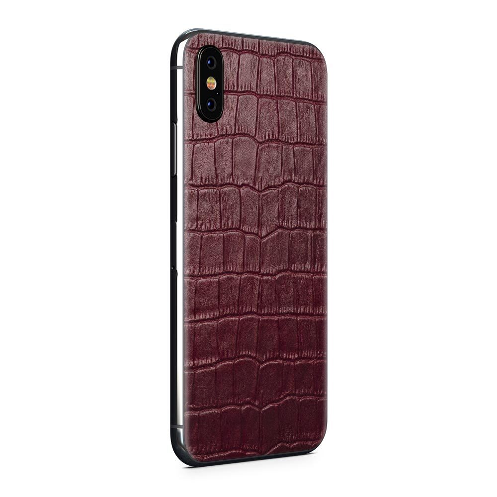

Наклейка Glueskin из натуральной кожи Croco для Apple iPhone Xs, Бордовый